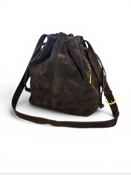 Americana by Sharif Handbags - Americana by Sharif Drawstring Shoulder Bag in Dark Brown